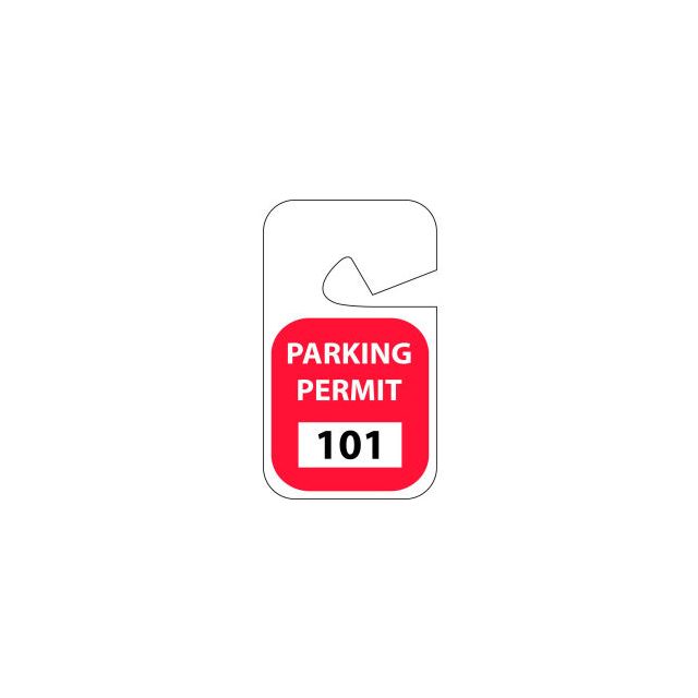 Parking Permit - Red Rearview 101 - 200 PP15B