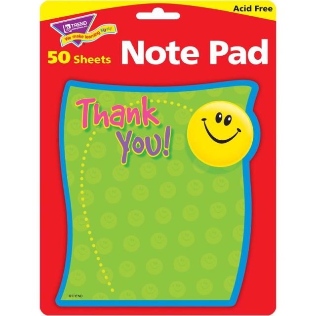 Trend Note Pad, 5in x 5in, Thank You, Unruled, 25 Sheets (Min Order Qty 7) T72030