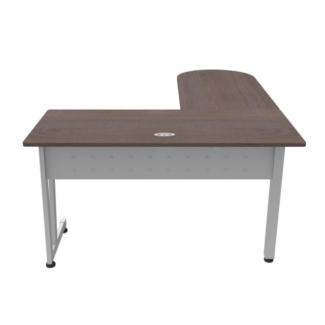 Linea Italia, Inc L-Shaped Corner Desk, 71inW, Mocha/Gray
