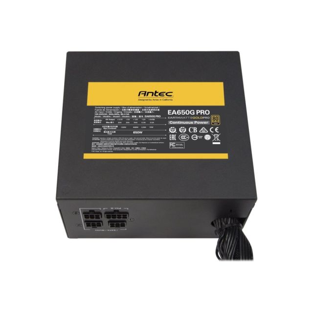 Antec EarthWatts Gold EA650G PRO - Power supply (internal) - ATX12V 2.4/ EPS12V 2.92 - 80 PLUS Gold - AC 100-240 V - 650 Watt - active PFC - with 7 years Antec Quality Warranty