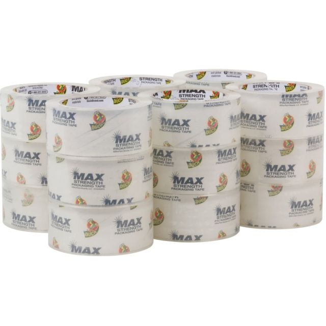 Duck Brand Duck Max Strength Packaging Tape, 1.88in x 163.8ft, Clear, Pack Of 18 Rolls 241514