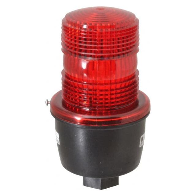 Low Profile Mini Strobe Light: Red, Pipe Mount, 12 to 48VDC MPN:LP3P-012-048R