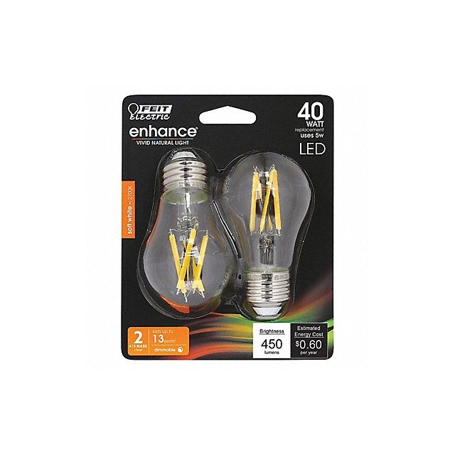 LED Bulb 450 lm 5W 120VAC 3-3/8 L PK2 MPN:BPA1540927CAFIL/2/RP