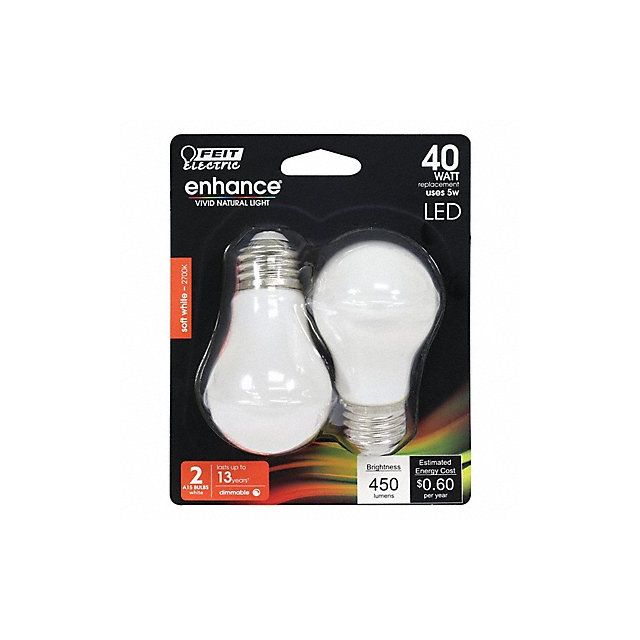 LED Bulb 450 lm 5W 120VAC 3-3/8 L PK2 MPN:BPA1540W927CAFIL2/RP