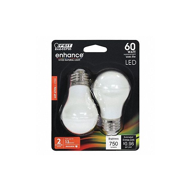 LED Bulb 750 lm 8W 120VAC 3-3/8 L PK2 BPA1560W927CAFIL2/RP Lamps