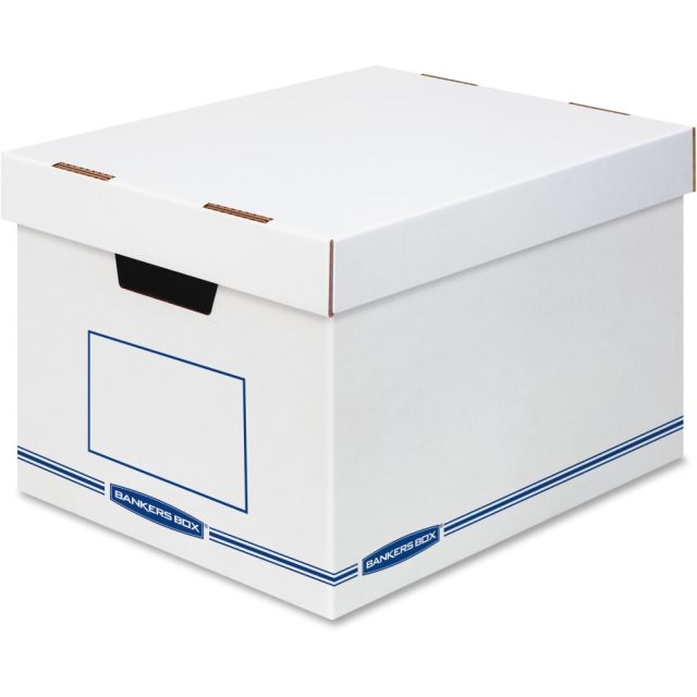 Bankers Box Organizers Storage Boxes - External Dimensions: 12.8in Width x 16.5in Depth x 10.5in Height - Medium Duty - Single/Double Wall - Stackable - White, Blue - For Storage - Recycled - 12 / Carton MPN:4662401