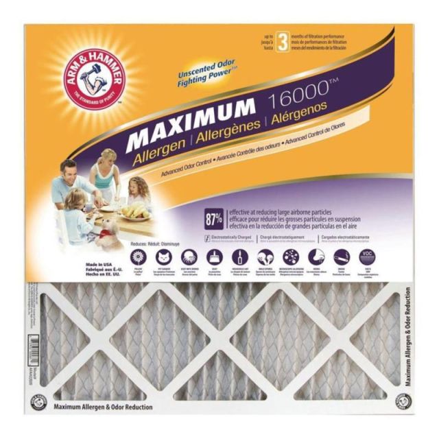 Arm & Hammer Maximum Allergen & Odor Reduction Air Filters, 12inH x 12inW x 1inD, Pack Of 4 Air Filters MPN:KO12X12X1_4