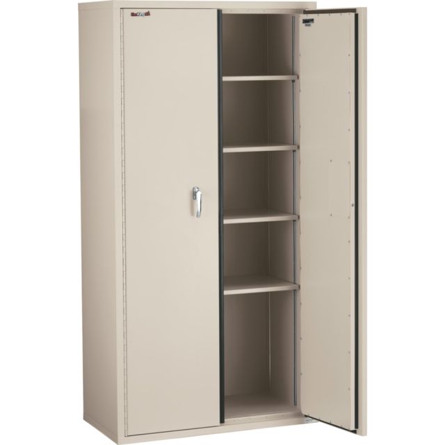 FireKing Fire-Resistant Storage Cabinet, 4 Adjustable Shelves, Parchment, White Glove Delivery MPN:CF7236-FWG