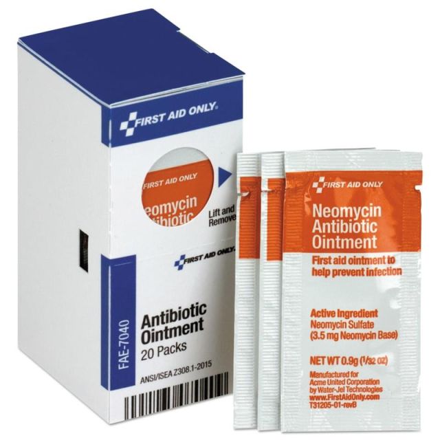 First Aid Only Antibiotic Ointment Refill For SmartCompliance General Business Cabinets, 0.03 Oz, Box Of 20 Packets (Min Order Qty 6) MPN:FAE-7040