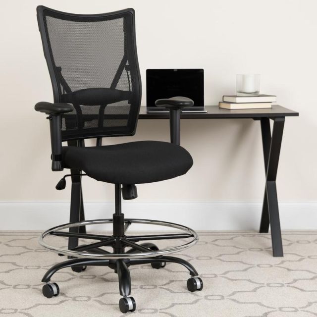 Flash Furniture HERCULES Big And Tall Mesh Drafting Chair With Adjustable Arms, Black MPN:WL-5029SYG-AD-GG