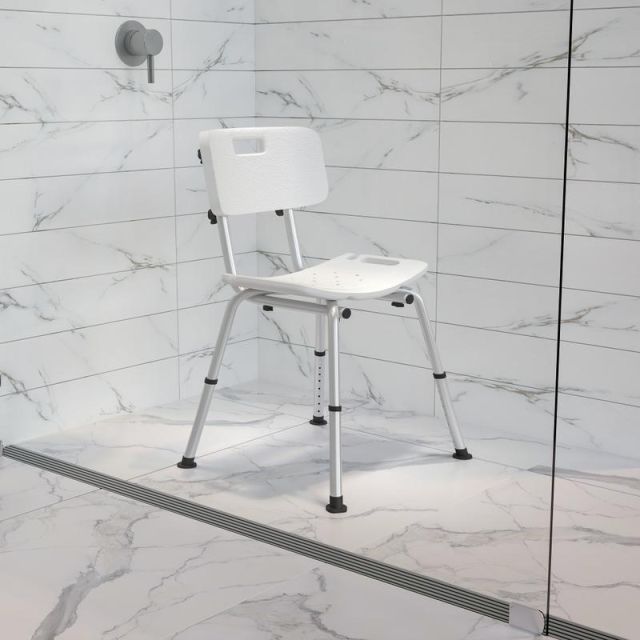Flash Furniture Hercules Adjustable Bath And Shower Chair With Back, 33-1/4inH x 19inW x 20inD, White MPN:DCHY3500LWH