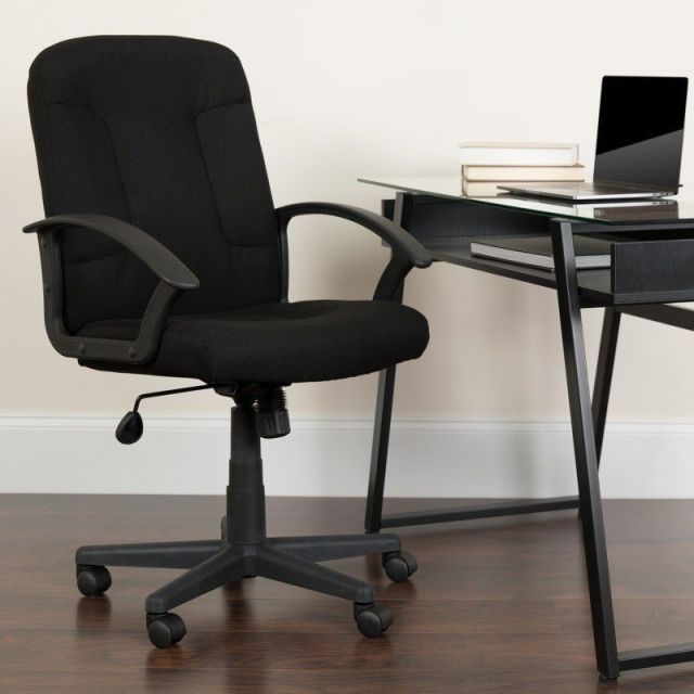Flash Furniture Fabric Mid-Back Swivel Chair, Black MPN:GO-ST-6-BK-GG