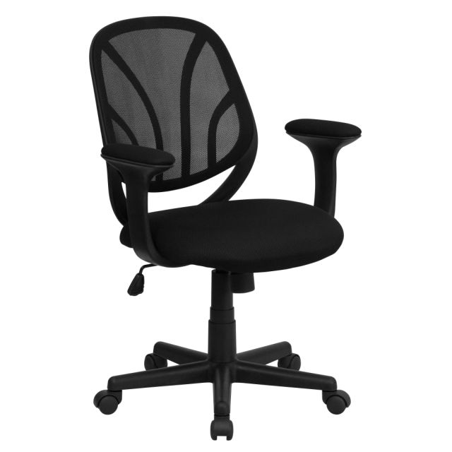 Flash Furniture Y-GO Mesh Mid-Back Swivel Chair With Armrests, Black MPN:GO-WY-05-A-GG