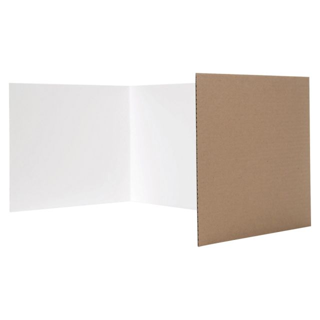 Flipside White Tri-fold Study Carrel - 48in Width x 12in Height - Corrugated - White MPN:60005