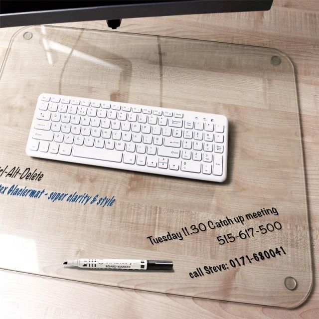 Desktex Glass Desk Pad - 19in x 24in - The Desktex Glaciermat is manufactured from tempered glass for the ultimate in protection, elegance and style MPN:FCDE1924G