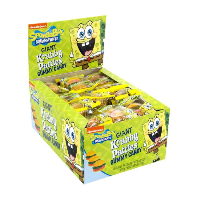 SpongeBob Giant Krabby Patty Gummy Candy, 0.7 Oz Packs, Box Of 36 Packs (Min Order Qty 2) MPN:479210