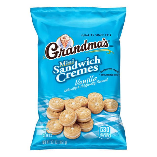 Grandmas Vanilla Mini Sandwich Cremes, 3.71 Oz Bag, Box Of 24 Bags (Min Order Qty 2) MPN:295-00059