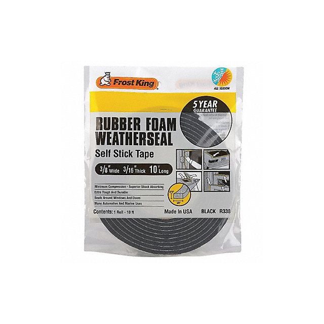 H3681 3/16 ThickRubber Foam Tape 3/8 x10 ft. MPN:R338H