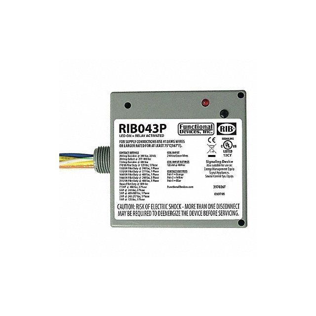 Prewired Relay 480VAC 20A 3PST-NO MPN:RIB043P