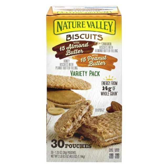 NATURE VALLEY Biscuits Variety Pack, 1.35 Oz, Pack Of 30 Biscuits (Min Order Qty 2) MPN:46827