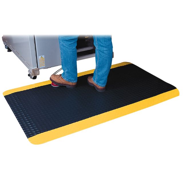 Genuine Joe Safe Step Anti-Fatigue Mat, 2ft x 3ft, Black/Yellow MPN:70363