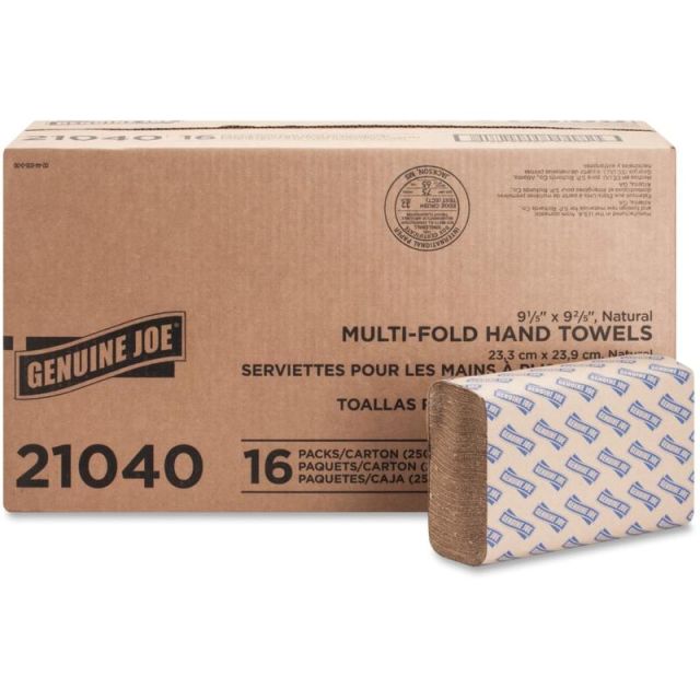 Genuine Joe Multi-Fold 1-Ply Paper Towels, Natural, Pack Of 4000 Sheets (Min Order Qty 2) MPN:21040