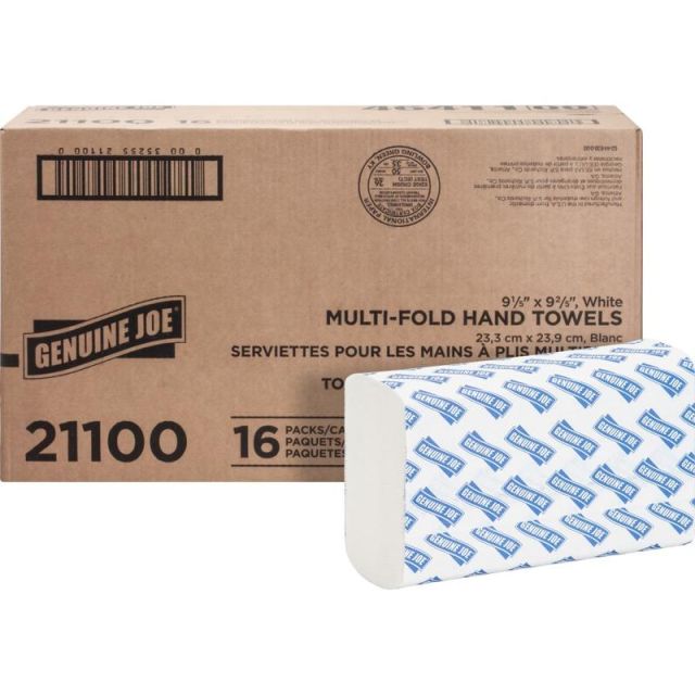 Genuine Joe Multi-Fold 1-Ply Paper Towels, Pack Of 4000 Sheets (Min Order Qty 2) MPN:21100
