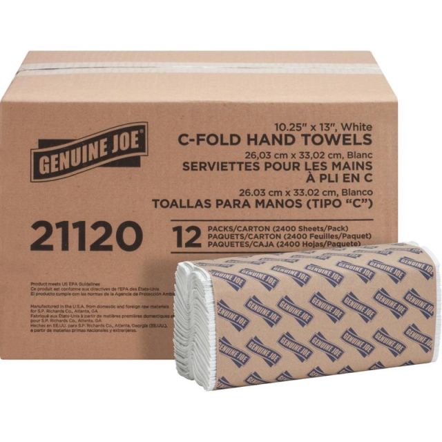 Genuine Joe C-Fold 1-Ply Paper Towels, Pack Of 2400 Sheets (Min Order Qty 2) MPN:21120