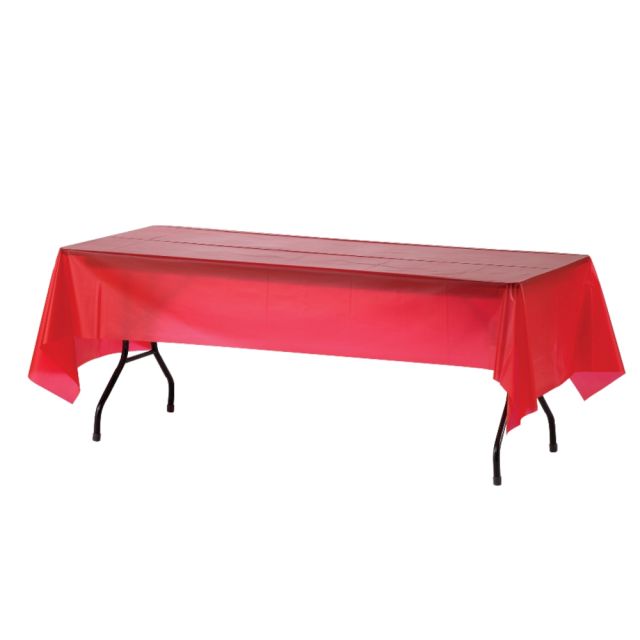 Genuine Joe Plastic Table Covers, 54in x 108in, Red, Pack Of 6 (Min Order Qty 4) MPN:10326