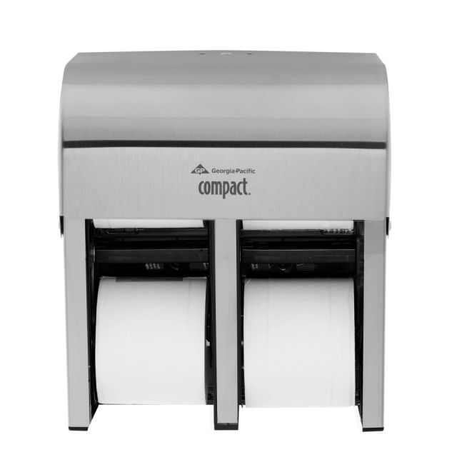 Compact by GP PRO 4-Roll Quad Coreless High-Capacity Toilet Paper Dispenser, Stainless Steel 56748