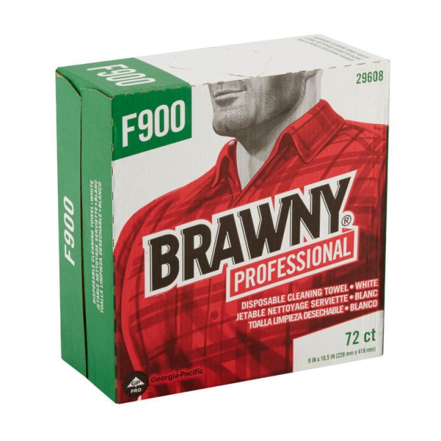 Brawny Professional by GP PRO FLAX 900 Heavy-Duty 1-Ply Wipers, 9in x 16in, White, Box Of 72 MPN:29608
