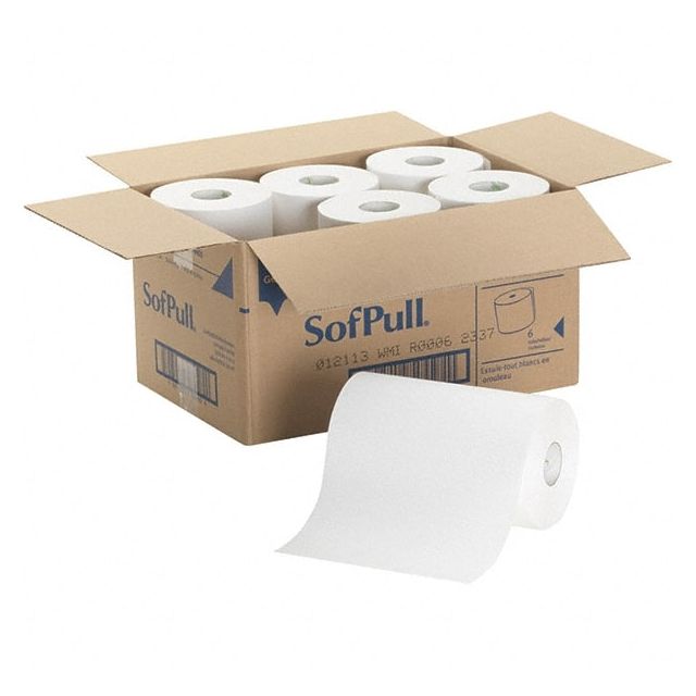 Paper Towels: Hard Roll, 6 Rolls, Roll, 1 Ply, White MPN:26610