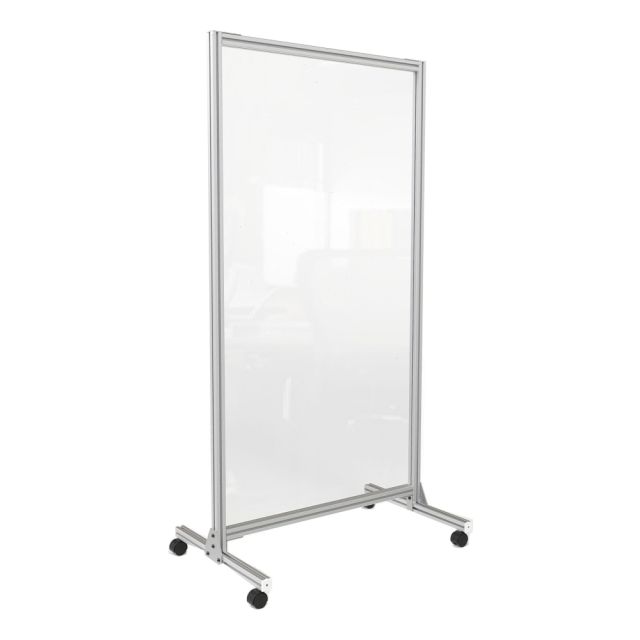 Ghent Plastic Mobile Room Divider With Cutout, 74in x 38in, Clear CMD7438-AT Workstations & Cubicles
