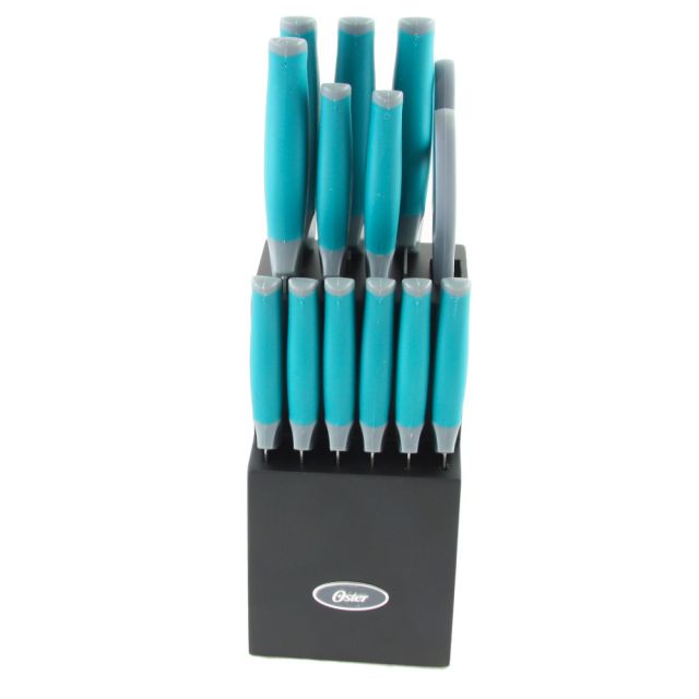 Oster Lindbergh Stainless-Steel 14-Piece Cutlery Set, Teal (Min Order Qty 2) MPN:995101117M