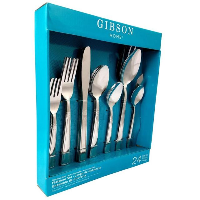 Gibson Home 24-Piece Flatware Set, Sefton, Silver (Min Order Qty 3) MPN:99594682M
