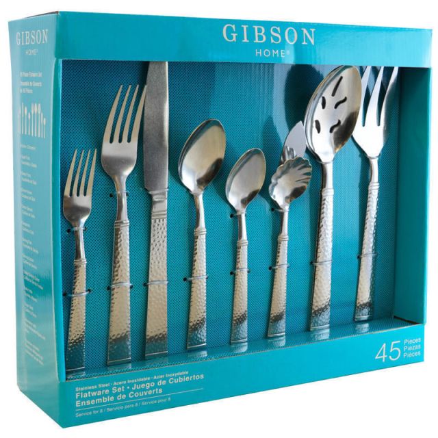 Gibson Home 45-Piece Flatware Set, Prato, Silver (Min Order Qty 3) MPN:99597253M