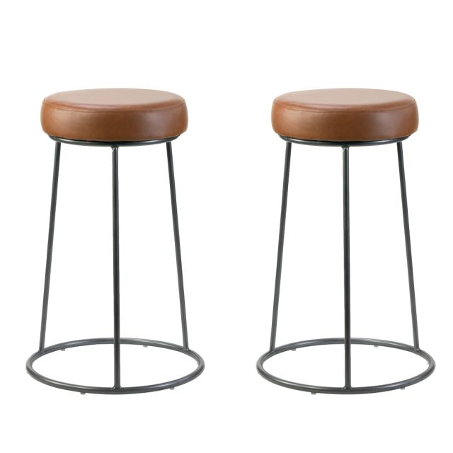Glamour Home Amie Counter-Height Stools, Brown/Gunmetal Gray, Set Of 2 Stools MPN:GHSTL-1306