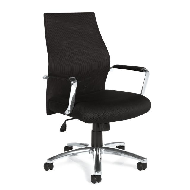 Offices To Go Mesh Mid-Back Chair, 41inH x 23 1/2inW x 24inD, Black/Aluminum MPN:OTG11657B