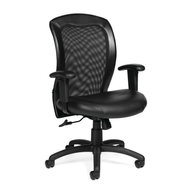 Offices To Go Luxhide Ergonomic Bonded Leather Adjustable Mid-Back Chair, Black MPN:OTG11692B