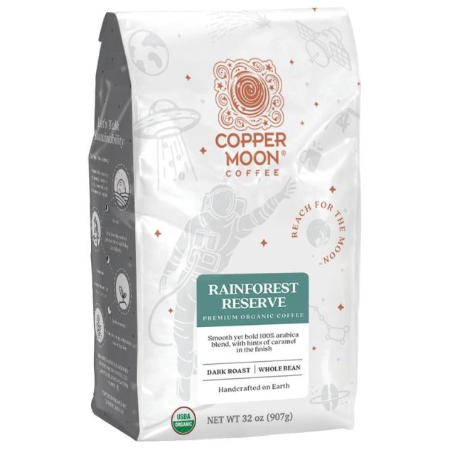 Copper Moon World Coffees Whole Bean Coffee, Rainforest Reserve Fair Trade, 2 Lb Per Bag, Carton Of 4 Bags MPN:260158