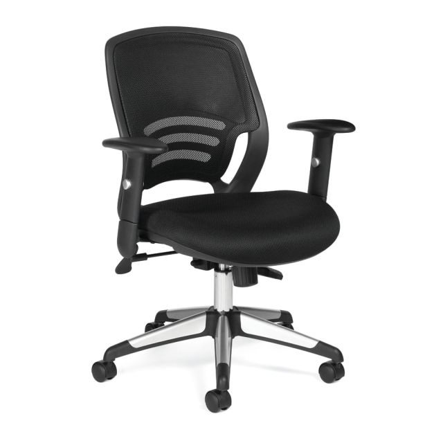 Offices To Go Mesh Mid-Back Chair, Black/Aluminum OTG11686 QL10 Chairs
