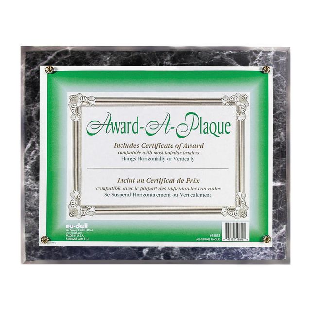Nu-Dell Award-A-Plaque, 13in x 10 1/2in, Black Marble (Min Order Qty 4) MPN:18815M