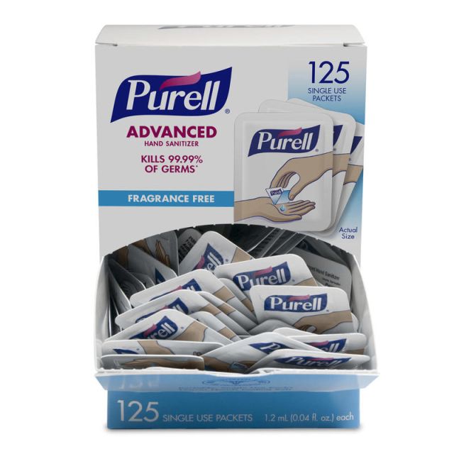 Purell Singles Advanced Hand Sanitizer Individual Single-Use Packets, 1.2 mL, 125 Packets Per Box, Case Of 12 Boxes MPN:9630-12-125CT-NS