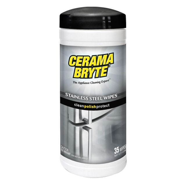Cerama bryte 48635 Stainless Steel Cleaning Wipes, 35-ct - Ready-To-Use Wipe7in Width x 9in Length - 35 / Canister (Min Order Qty 8) MPN:48635