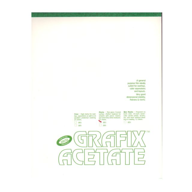 Grafix Matte Acetate Film Pad, 19in x 24in, 0.003in Thick, 25 Sheets MPN:P03MT1924
