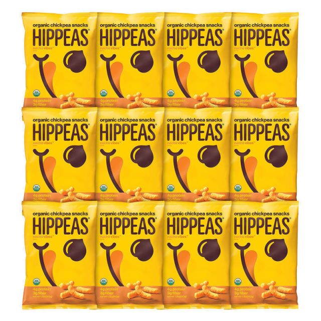 HIPPEAS Organic Chickpea Puffs Nacho Vibes, 1.5 Oz Bags, Pack Of 12 Bags (Min Order Qty 2) MPN:07624