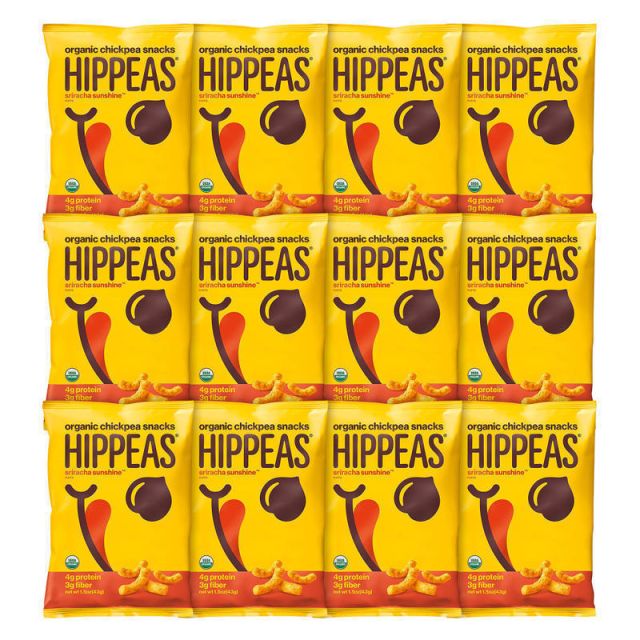 HIPPEAS Organic Chickpea Puffs Sriracha Sunshine, 1.5 Oz Bags, Pack Of 12 Bags (Min Order Qty 2) MPN:00850126007618