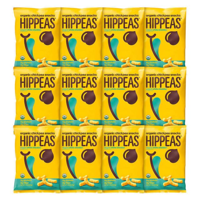 HIPPEAS Organic Chickpea Puffs Vegan White Cheddar, 1.5 Oz Bags, Pack Of 12 Bags (Min Order Qty 2) MPN:00850126007588