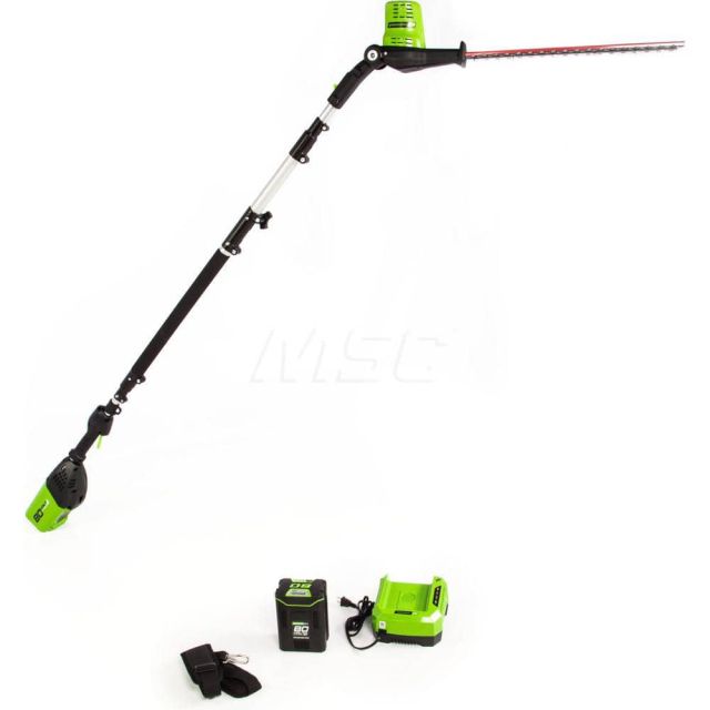 Hedge Trimmer: Battery Power, Double-Sided Blade, 1.2