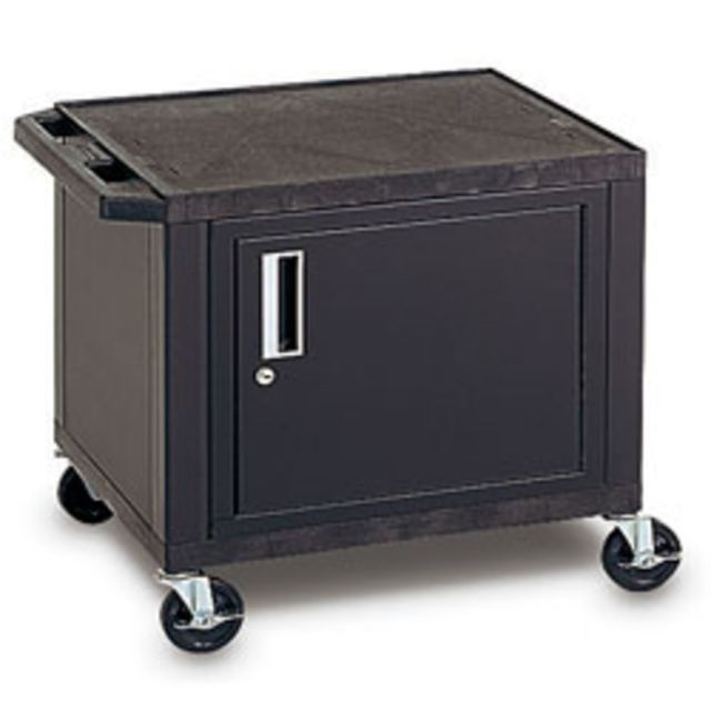 H. Wilson Plastic Utility Cart With Locking Cabinet, 26inH x 24inW x 18inD, Black MPN:WT26C2E